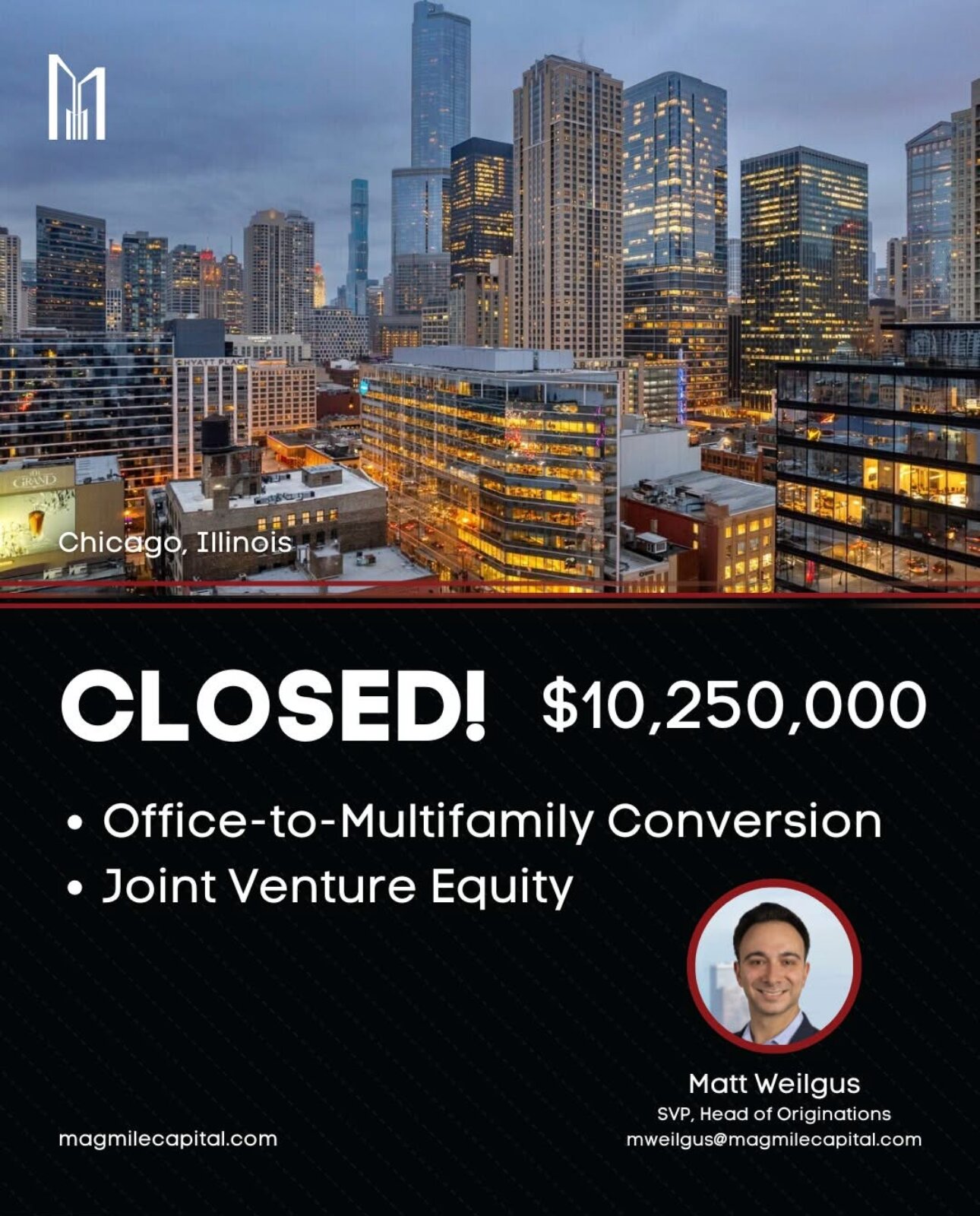 Mag Mile Capital Secures $10.25 Million in Joint Venture Equity for Chicago Office-to-Multifamily Conversion Project