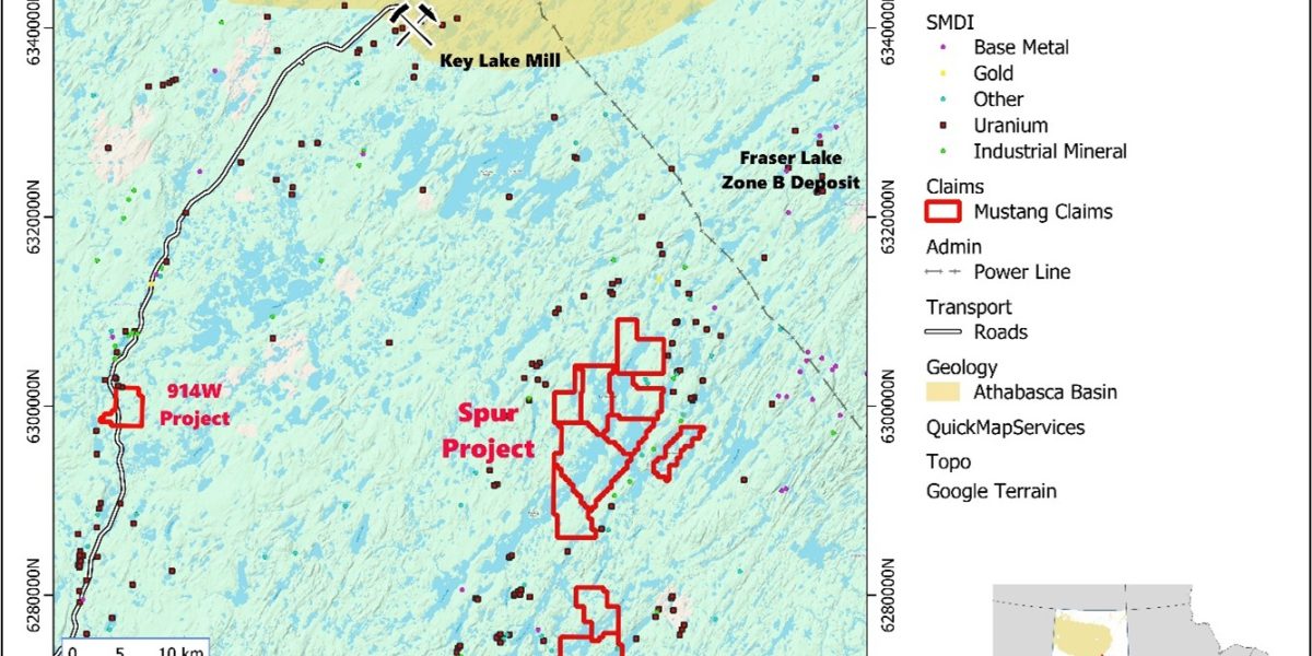 Mustang Energy Commences an Airborne Survey at Spur Project South of the Athabasca Basin, Saskatchewan
