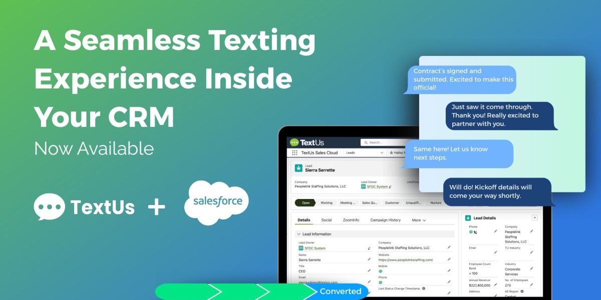 TextUs Introduces Powerful Enhancements to Salesforce Integration, Empowering Sales & Marketing Teams to Drive Better Results with SMS