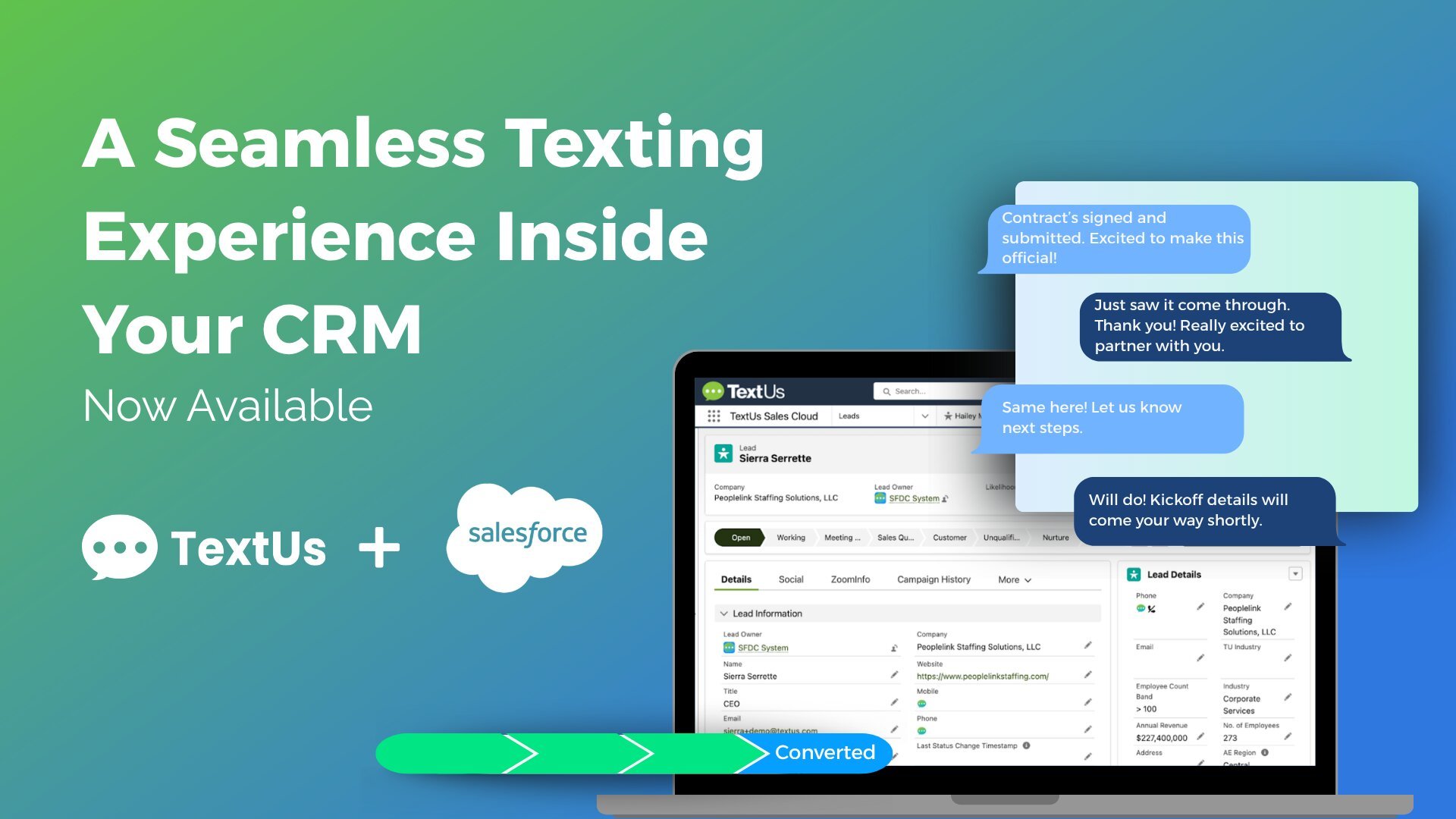 TextUs Introduces Powerful Enhancements to Salesforce Integration, Empowering Sales & Marketing Teams to Drive Better Results with SMS