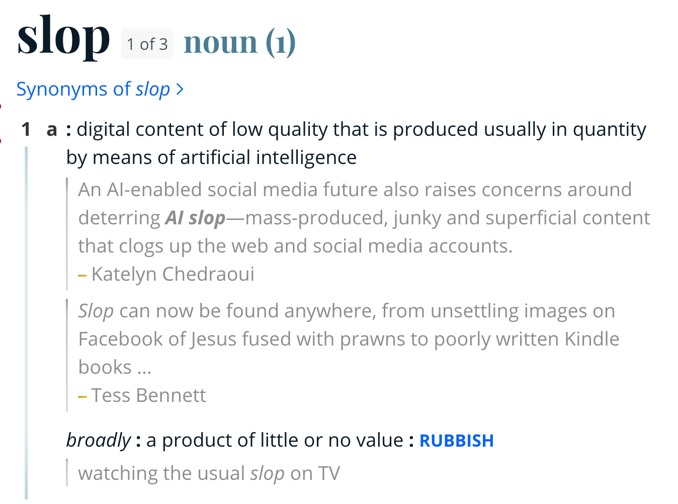 Merriam-Webster Announces “Slop” as the 2025 Word of the Year