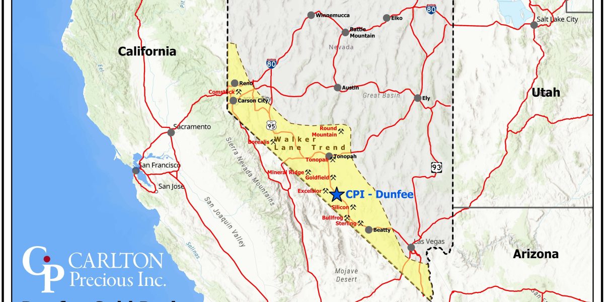 Carlton Precious Reports up to 6.7 g/t Gold and up to 493 g/t Silver From Rock Samples at the Dunfee Nevada Project