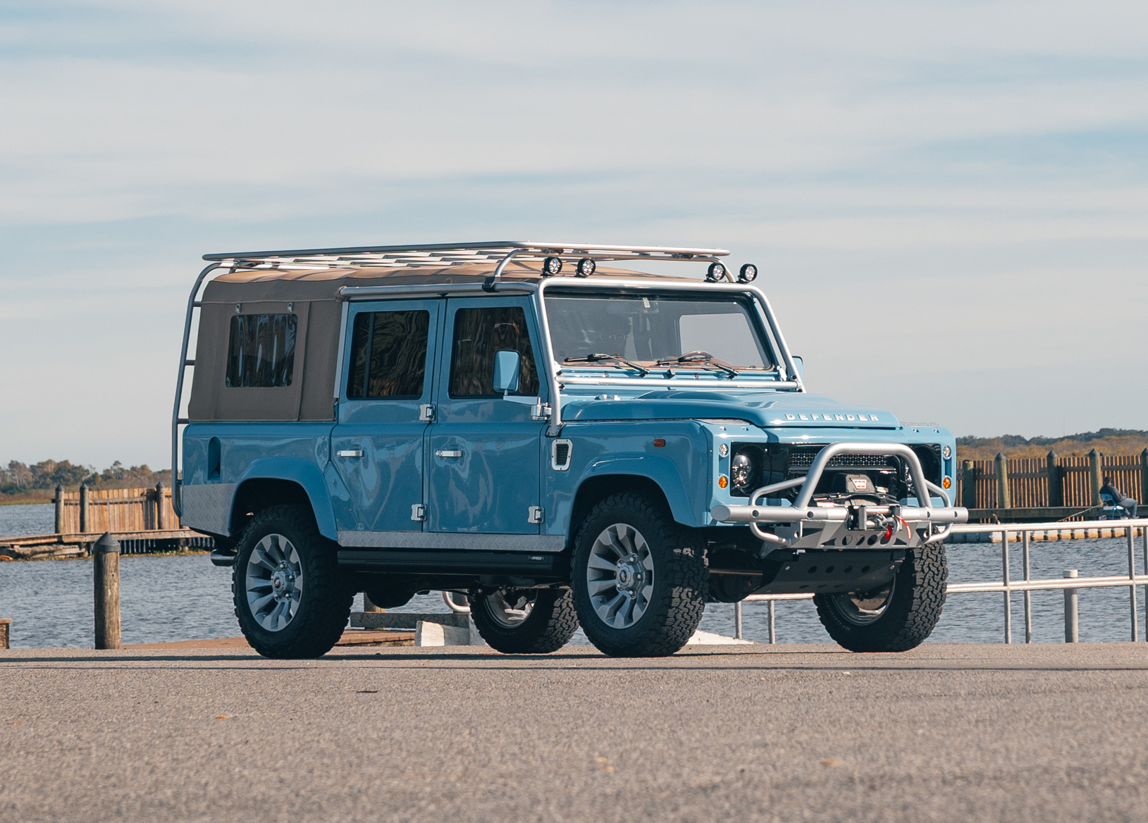 ECD Auto Design Reveals a Light Blue Nautical Defender 110 Crested with Pelican Emblems