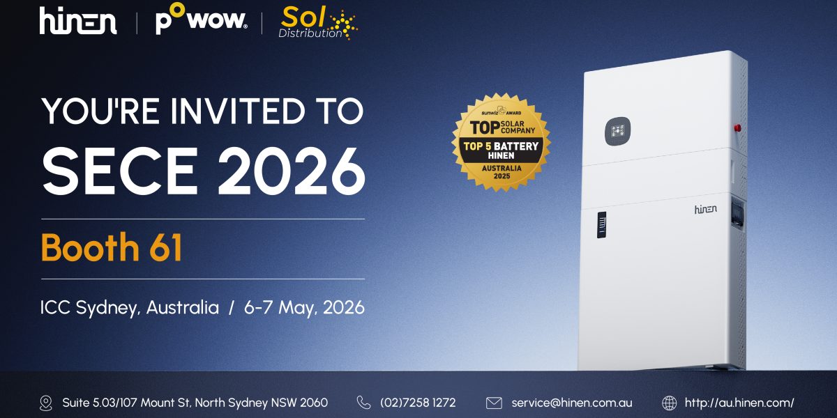 Hinen at SECE 2026: Maximising Battery Value in Australia’s New Rebate Era
