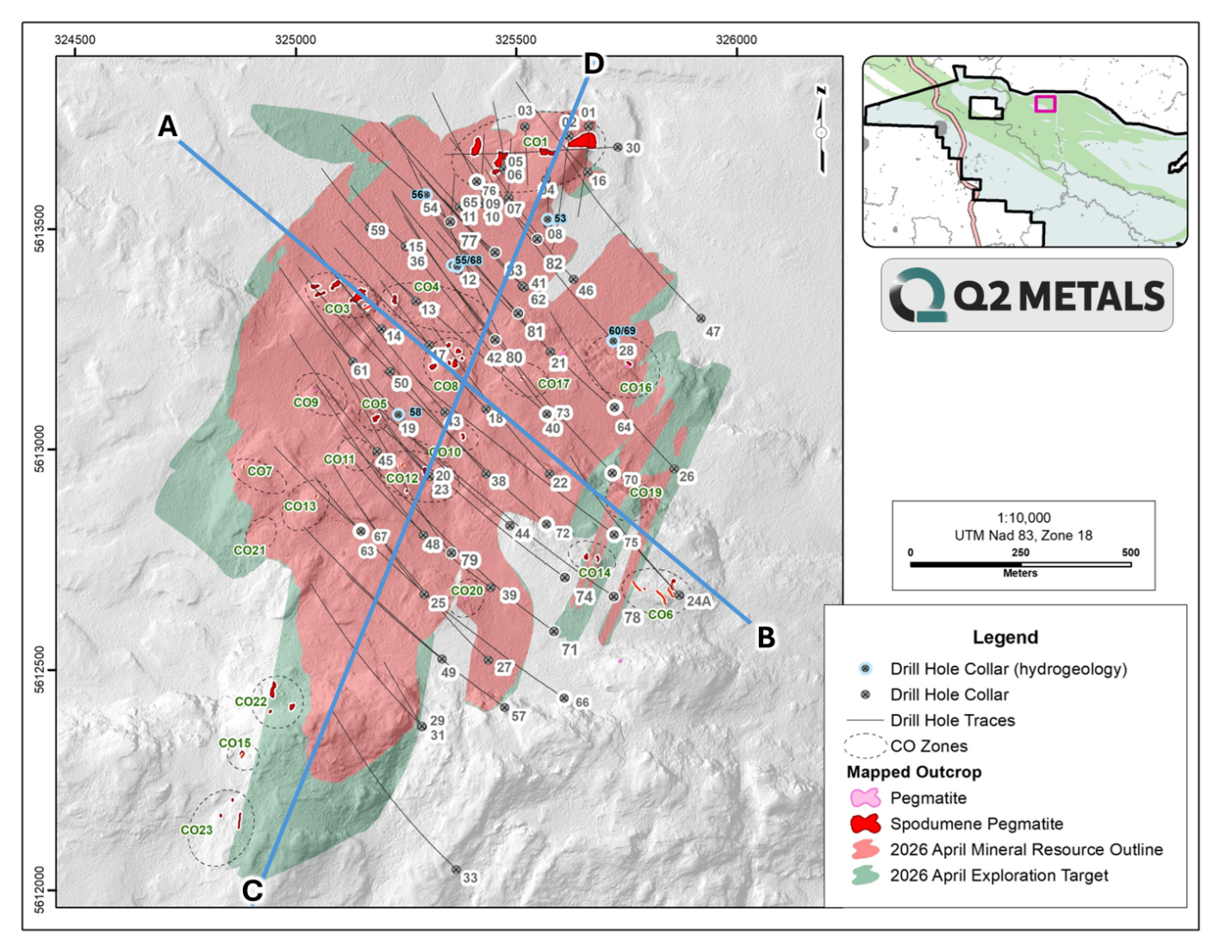 Q2 Metals Announces Inferred Mineral Resource Estimate on the Cisco Lithium Project with 295 Million Tonnes Grading 1.36% Li₂O