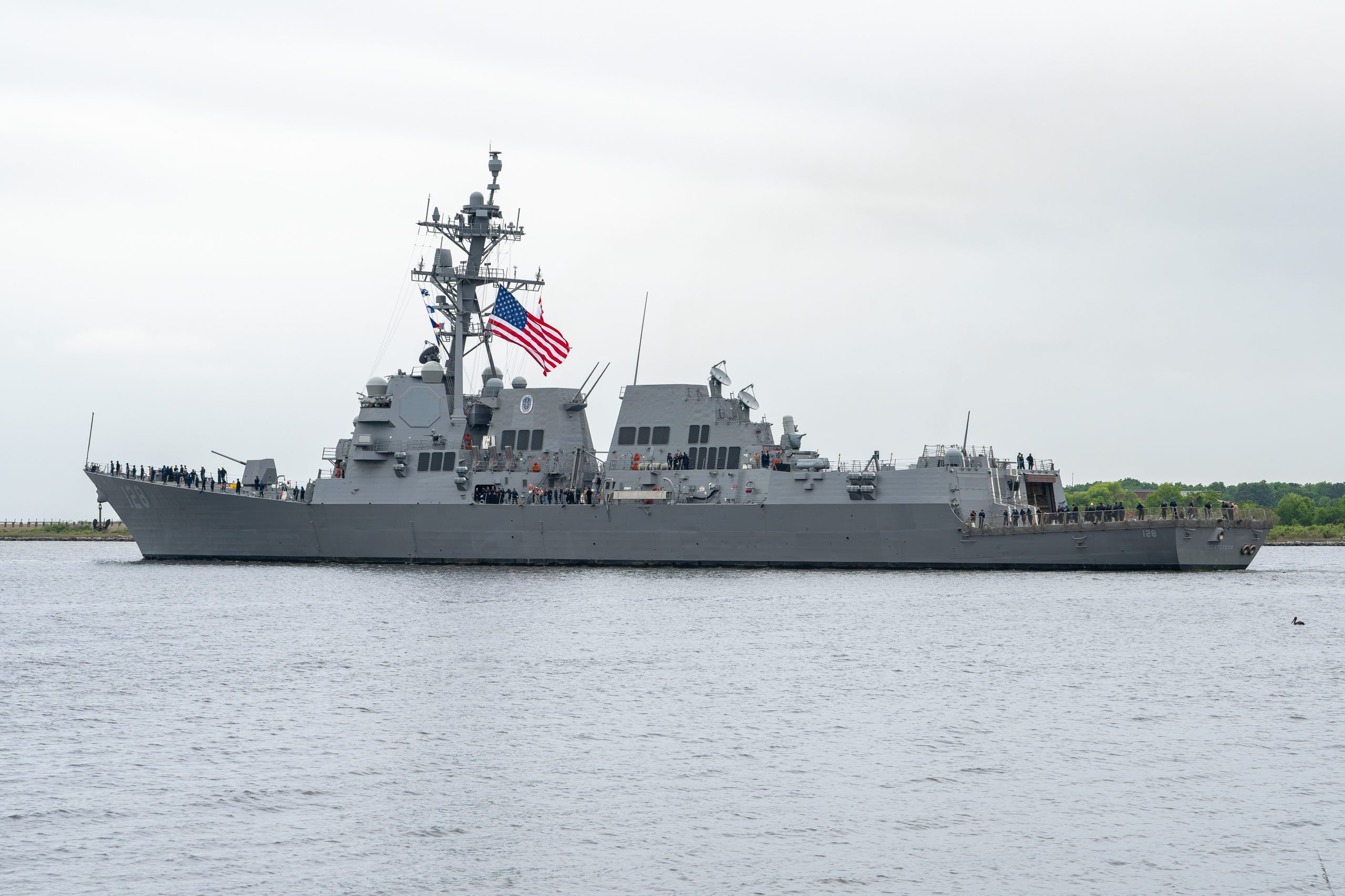 Flight III Destroyer Ted Stevens (DDG 128) Sails Away from HII’s Ingalls Shipbuilding