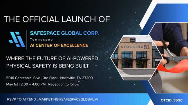 SafeSpace Global Corporation Opens Tennessee AI Center of Excellence, Marking Defining Commercialization Milestone