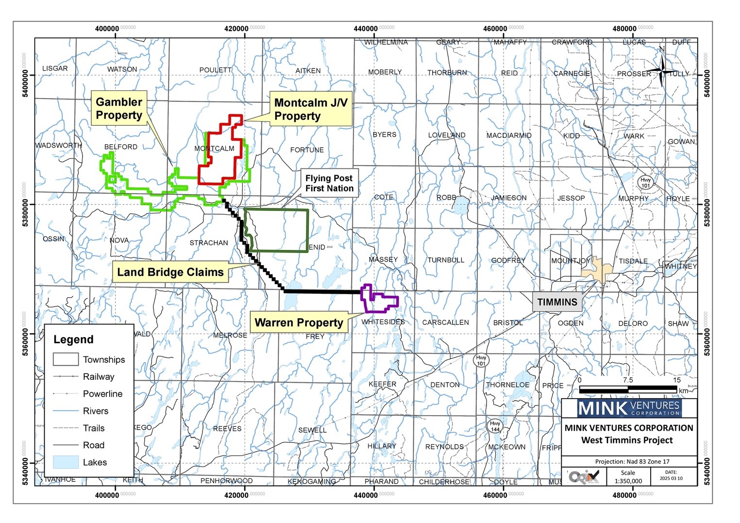 Mink Ventures Corporation Initiates Drill Program at Warren Ni Cu Co Project; Stakes Additional Claims at Its Montcalm Ni Cu Co Project; and Terminates Private Placement